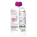 Once Upon a Farm back view of a food packaging with a purple lid on a white background